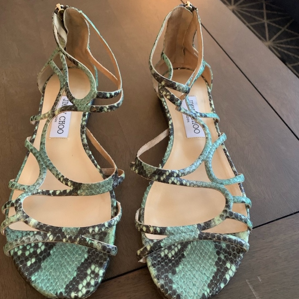 Jimmy Choo Python Strappy Sandals Size 39.5 9 9.5 - image 1